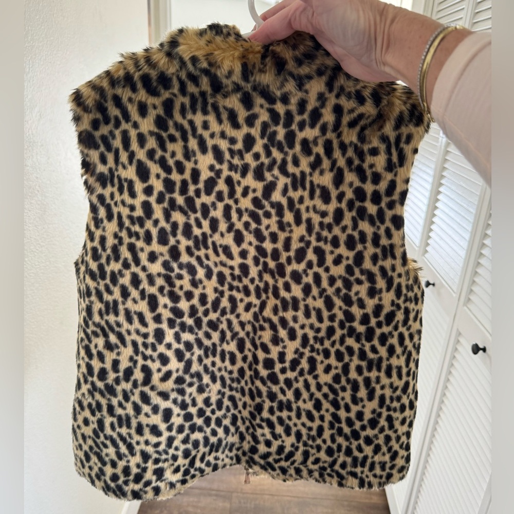 J Crew, Crewcuts girls size L leopard faux fur vest. Worn once. Like new!